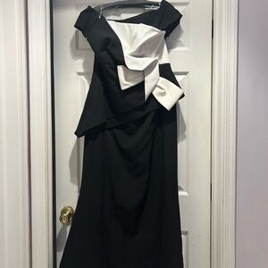 Chic Black and White Bow Dress